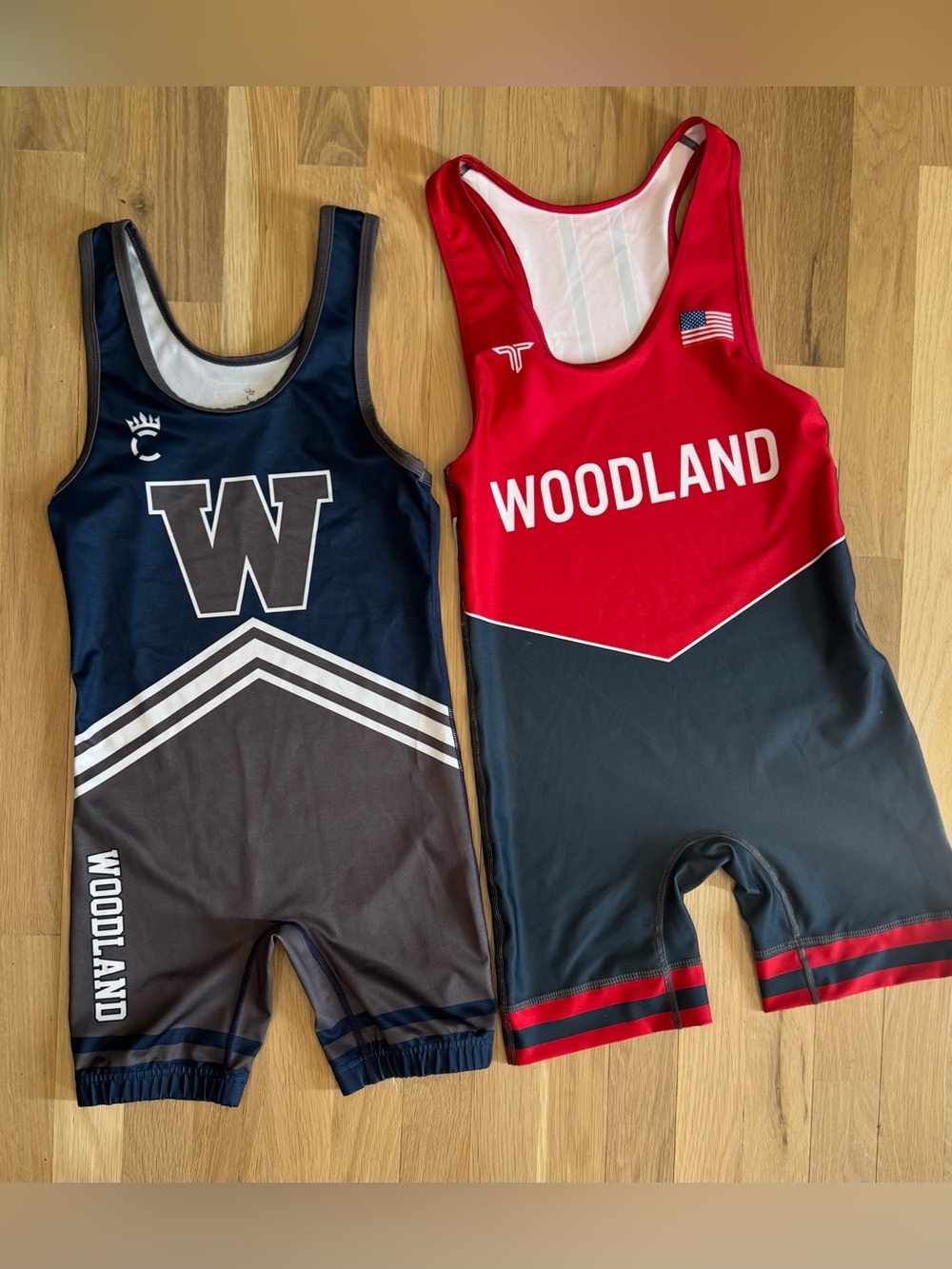 2 Woodland Wrestling Singlets – Size S